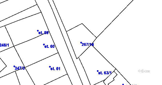 Parcela st. 267/14 v KÚ Robeč, Katastrální mapa