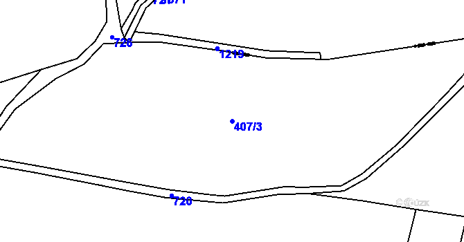 Parcela st. 407/3 v KÚ Robeč, Katastrální mapa