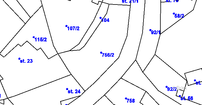 Parcela st. 756/2 v KÚ Robeč, Katastrální mapa