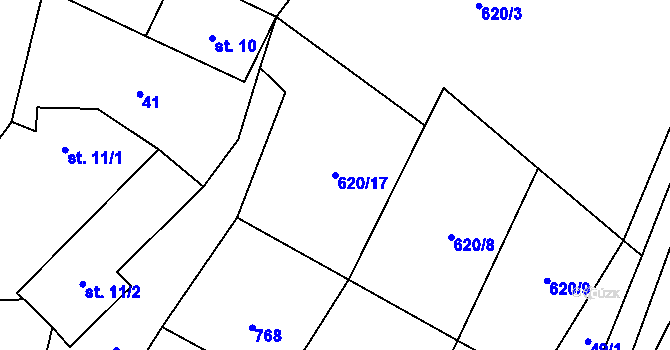 Parcela st. 620/17 v KÚ Robeč, Katastrální mapa