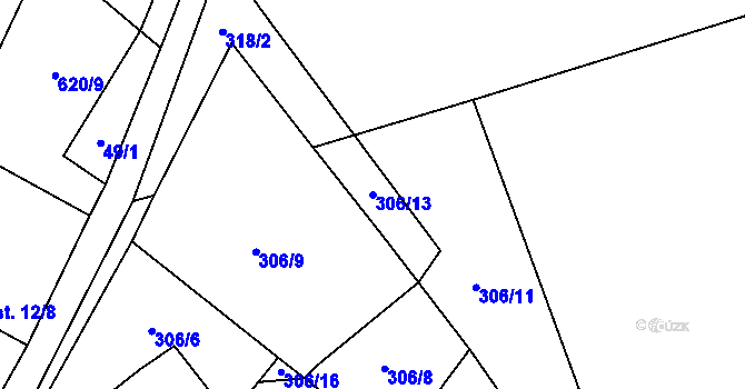Parcela st. 306/13 v KÚ Robeč, Katastrální mapa