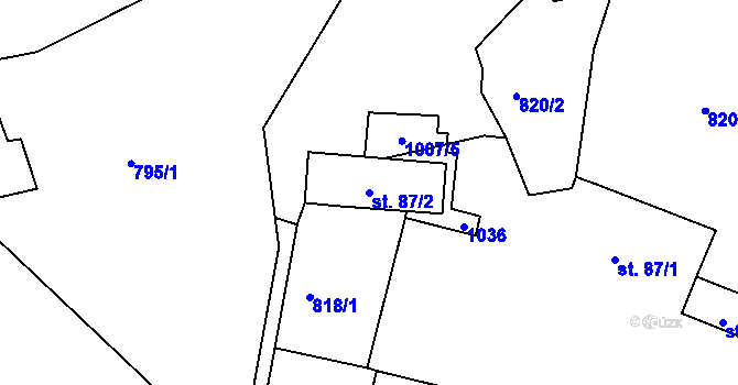 Parcela st. 87/2 v KÚ Kalubice, Katastrální mapa