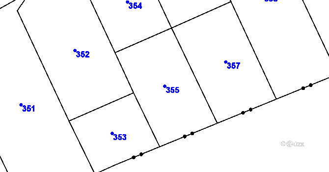 Parcela st. 355 v KÚ Kalubice, Katastrální mapa