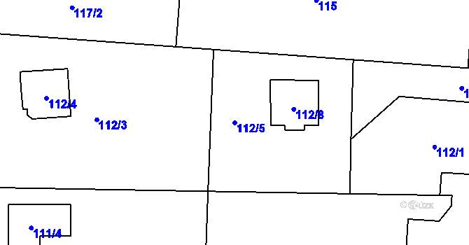 Parcela st. 112/5 v KÚ Kaly, Katastrální mapa