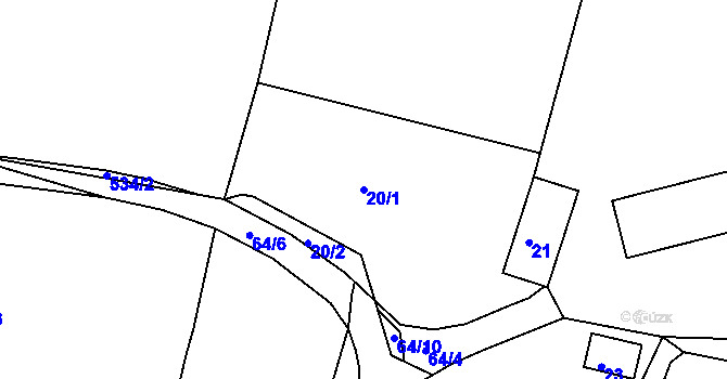 Parcela st. 20/1 v KÚ Kaly, Katastrální mapa