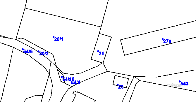 Parcela st. 21 v KÚ Kaly, Katastrální mapa