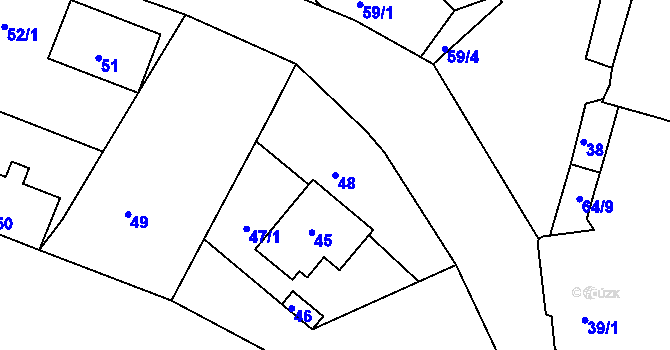 Parcela st. 48 v KÚ Kaly, Katastrální mapa