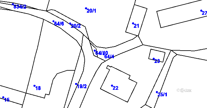 Parcela st. 64/4 v KÚ Kaly, Katastrální mapa