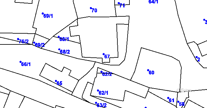 Parcela st. 67 v KÚ Kaly, Katastrální mapa