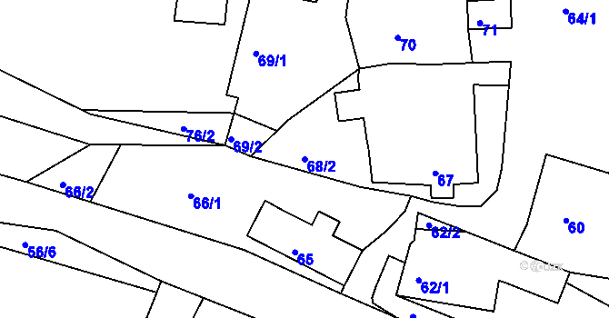 Parcela st. 68/2 v KÚ Kaly, Katastrální mapa