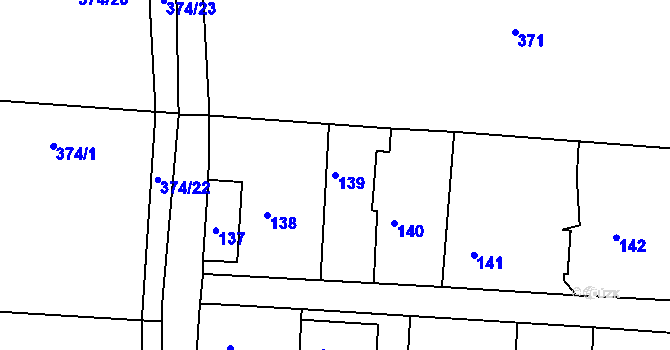 Parcela st. 139 v KÚ Kaly, Katastrální mapa