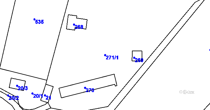 Parcela st. 271/1 v KÚ Kaly, Katastrální mapa