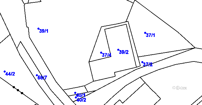 Parcela st. 37/4 v KÚ Kaly, Katastrální mapa