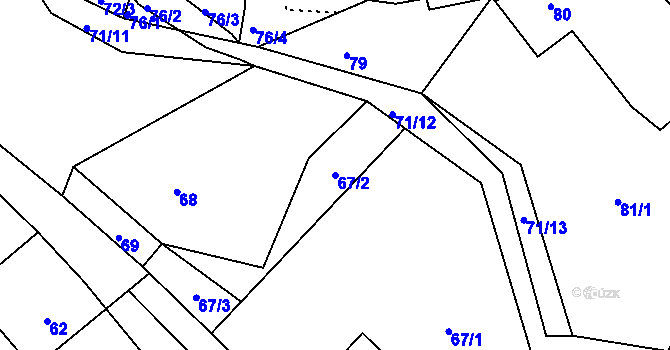 Parcela st. 67/2 v KÚ Zahrada, Katastrální mapa