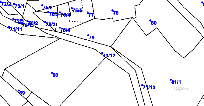 Parcela st. 71/12 v KÚ Zahrada, Katastrální mapa