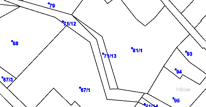 Parcela st. 71/13 v KÚ Zahrada, Katastrální mapa