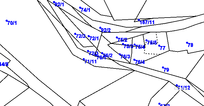 Parcela st. 76/2 v KÚ Zahrada, Katastrální mapa