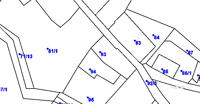 Parcela st. 93 v KÚ Zahrada, Katastrální mapa