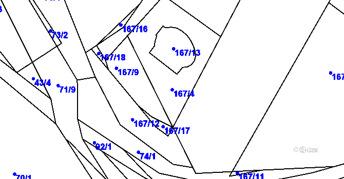 Parcela st. 167/4 v KÚ Zahrada, Katastrální mapa