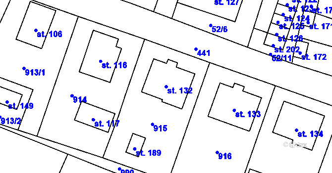 Parcela st. 132 v KÚ Kámen u Pacova, Katastrální mapa