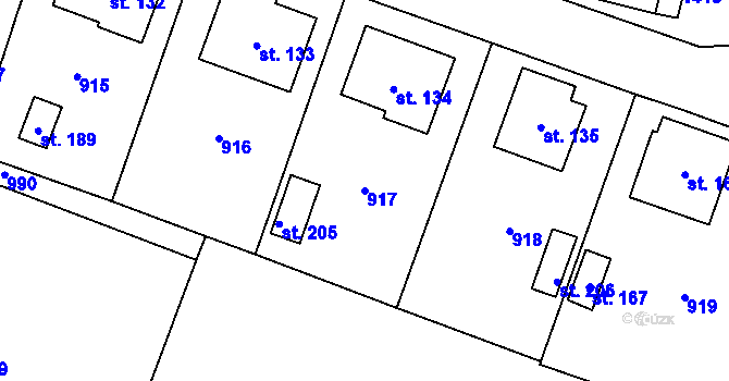 Parcela st. 917 v KÚ Kámen u Pacova, Katastrální mapa