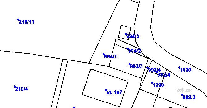 Parcela st. 994/1 v KÚ Kámen u Pacova, Katastrální mapa