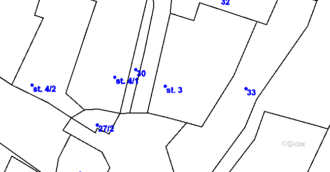 Parcela st. 3 v KÚ Nízká Lhota, Katastrální mapa