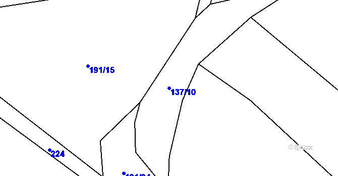 Parcela st. 137/10 v KÚ Nízká Lhota, Katastrální mapa