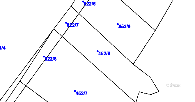 Parcela st. 452/8 v KÚ Nízká Lhota, Katastrální mapa
