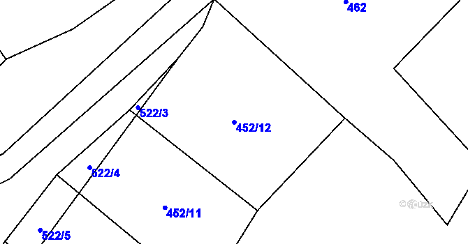 Parcela st. 452/12 v KÚ Nízká Lhota, Katastrální mapa