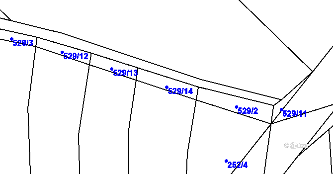 Parcela st. 529/14 v KÚ Nízká Lhota, Katastrální mapa