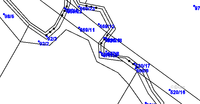 Parcela st. 669/10 v KÚ Jiříkov u Kamene, Katastrální mapa