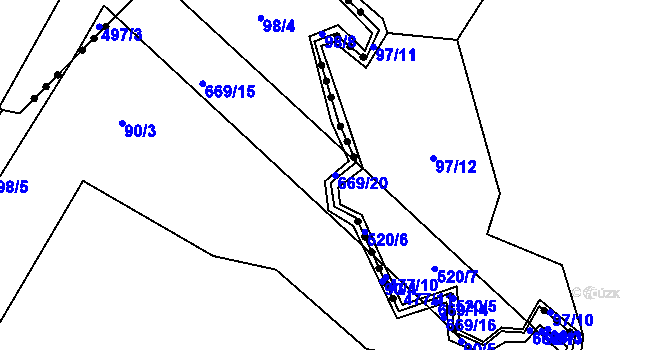Parcela st. 669/20 v KÚ Jiříkov u Kamene, Katastrální mapa