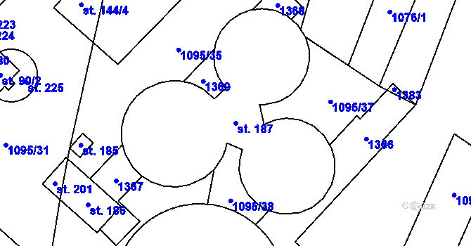 Parcela st. 187 v KÚ Kámen u Habrů, Katastrální mapa