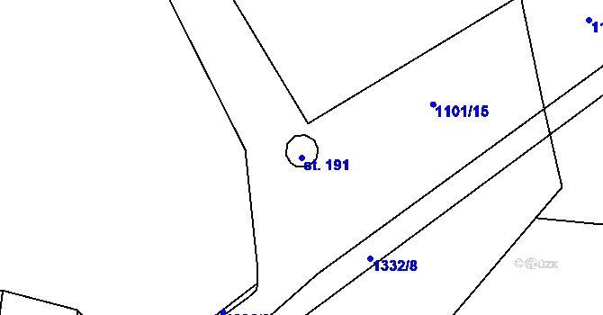 Parcela st. 191 v KÚ Kámen u Habrů, Katastrální mapa