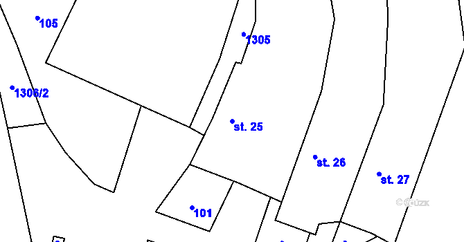Parcela st. 25 v KÚ Kámen u Habrů, Katastrální mapa