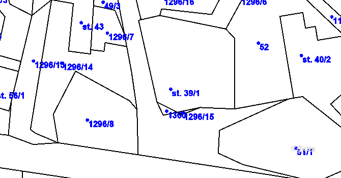 Parcela st. 39/1 v KÚ Kámen u Habrů, Katastrální mapa
