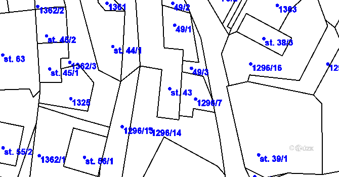 Parcela st. 43 v KÚ Kámen u Habrů, Katastrální mapa