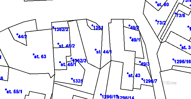 Parcela st. 44/1 v KÚ Kámen u Habrů, Katastrální mapa