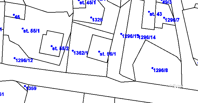 Parcela st. 56/1 v KÚ Kámen u Habrů, Katastrální mapa