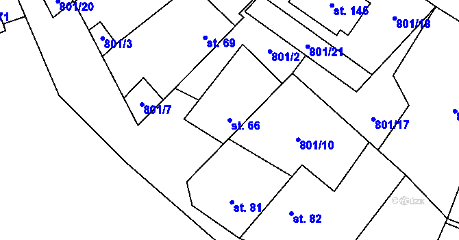 Parcela st. 66 v KÚ Kámen u Habrů, Katastrální mapa