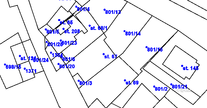 Parcela st. 67 v KÚ Kámen u Habrů, Katastrální mapa