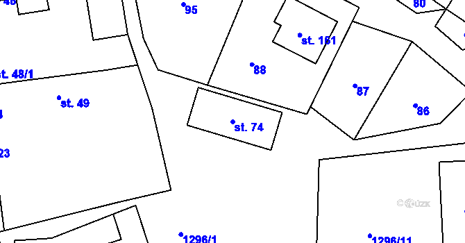Parcela st. 74 v KÚ Kámen u Habrů, Katastrální mapa