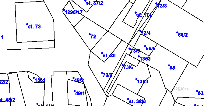 Parcela st. 80 v KÚ Kámen u Habrů, Katastrální mapa