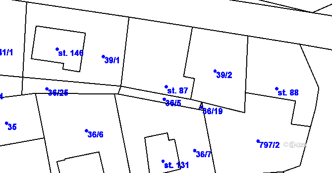 Parcela st. 87 v KÚ Kámen u Habrů, Katastrální mapa