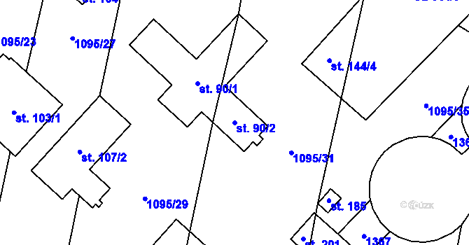 Parcela st. 90/2 v KÚ Kámen u Habrů, Katastrální mapa