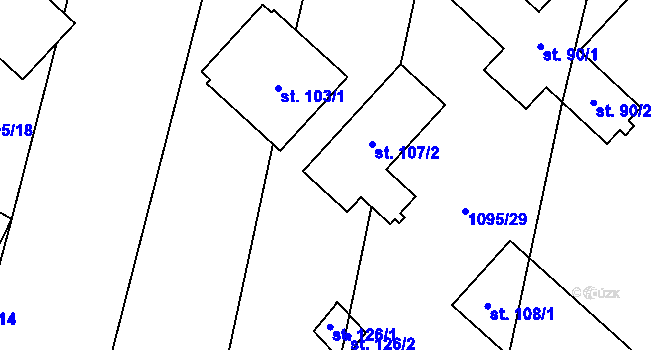 Parcela st. 107/1 v KÚ Kámen u Habrů, Katastrální mapa