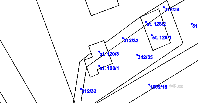 Parcela st. 120/3 v KÚ Kámen u Habrů, Katastrální mapa