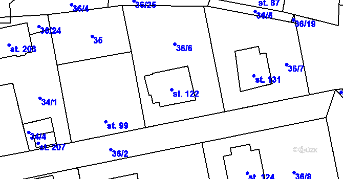Parcela st. 122 v KÚ Kámen u Habrů, Katastrální mapa
