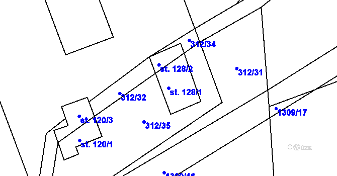 Parcela st. 128/1 v KÚ Kámen u Habrů, Katastrální mapa